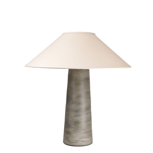 Bali 23 Inch Table Lamp, Classic Empire Shade, Cylinder Base, Smooth Gray - BM304896