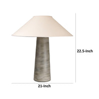 Bali 23 Inch Table Lamp, Classic Empire Shade, Cylinder Base, Smooth Gray - BM304896