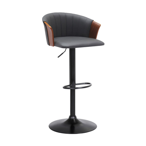 Liz 24-33 Inch Adjustable Height Swivel Barstool Chair, Gray Faux Leather - BM304909