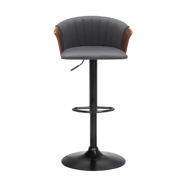 Liz 24-33 Inch Adjustable Height Swivel Barstool Chair, Gray Faux Leather - BM304909