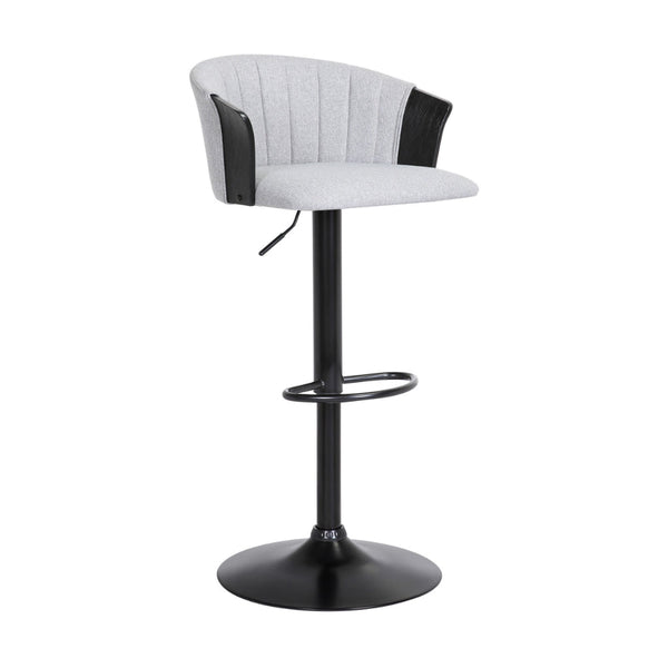 Liz 24-33 Inch Adjustable Height Swivel Barstool Chair, Light Gray Fabric - BM304911