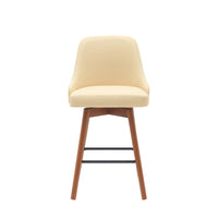 Sean 26 Inch Counter Stool Chair, Swivel, Parson, Cream Faux Leather, Brown - BM304914