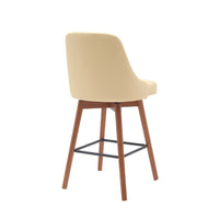 Sean 26 Inch Counter Stool Chair, Swivel, Parson, Cream Faux Leather, Brown - BM304914