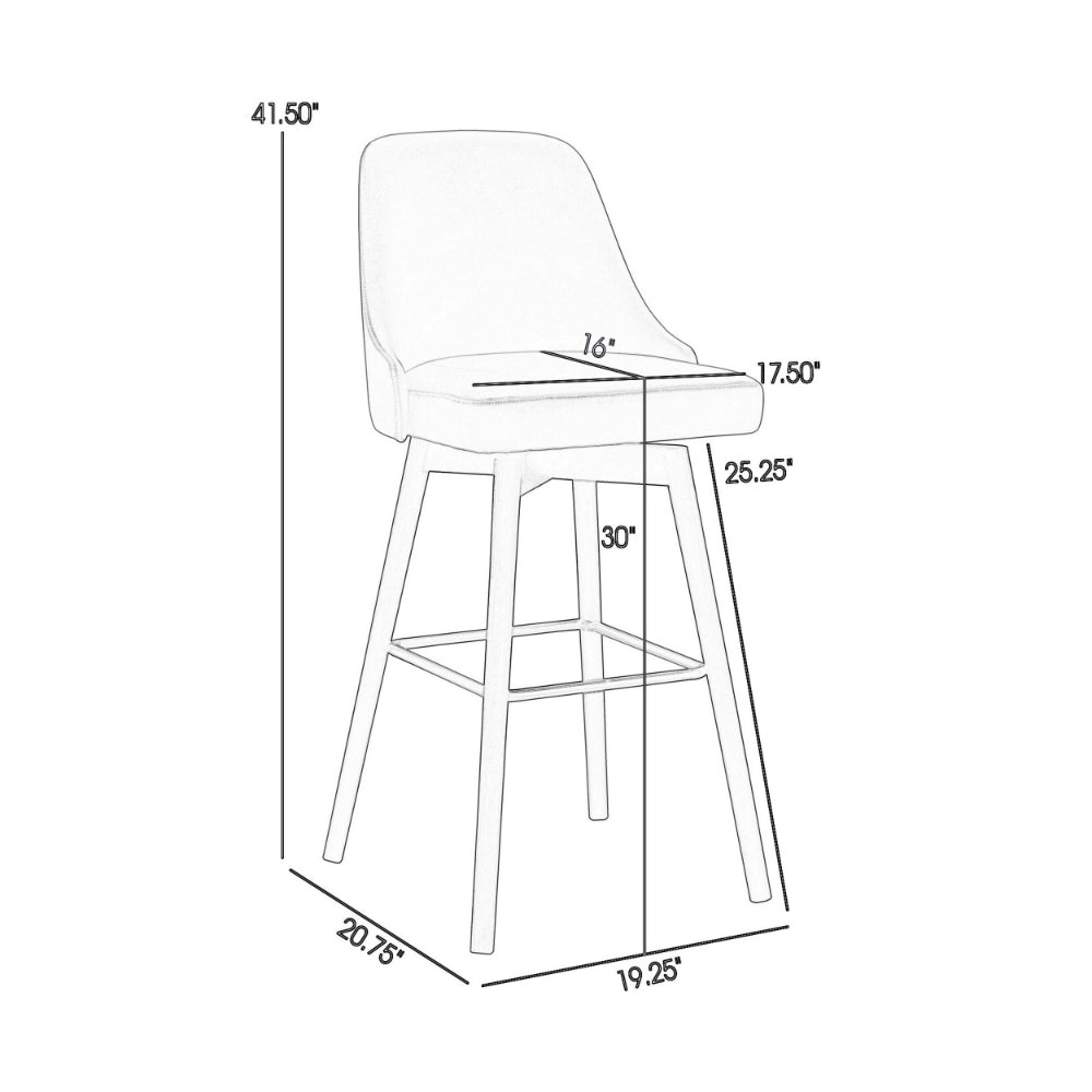 Sean 30 Inch Barstool Chair, Parson Style, Swivel, Gray Faux Leather, Black - BM304916