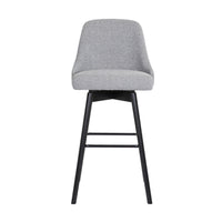 Sean 30 Inch Barstool Chair, Parson Style, Swivel, Light Gray Fabric, Black - BM304917