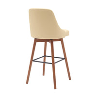 Sean 30 Inch Barstool Chair, Swivel Parson, Cream Faux Leather Walnut Brown - BM304918