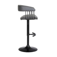 Arya Barstool Chair, 24-33 Inch Adjustable Height, Gray Faux Leather, Black - BM304949