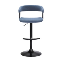 Arya Barstool Chair, 24-33 Inch Adjustable Height, Light Blue Fabric, Black - BM304951