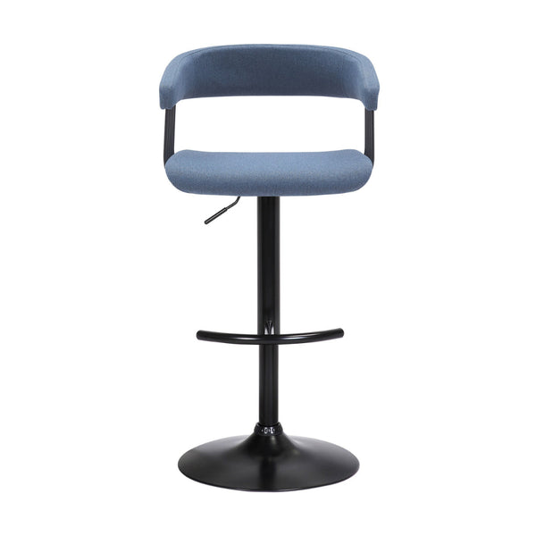 Arya Barstool Chair, 24-33 Inch Adjustable Height, Light Blue Fabric, Black - BM304951