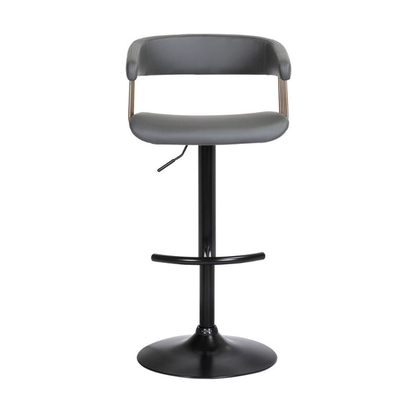 Arya Barstool Chair, 24-33 Inch Adjustable Height, Gray Faux Leather Bronze - BM304952