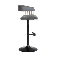 Arya Barstool Chair, 24-33 Inch Adjustable Height, Gray Faux Leather Bronze - BM304952