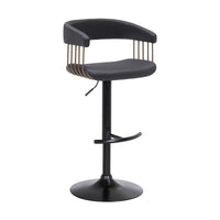 Arya Barstool Chair, 24-33 Inch Adjustable Height, Black Faux Leather - BM304953