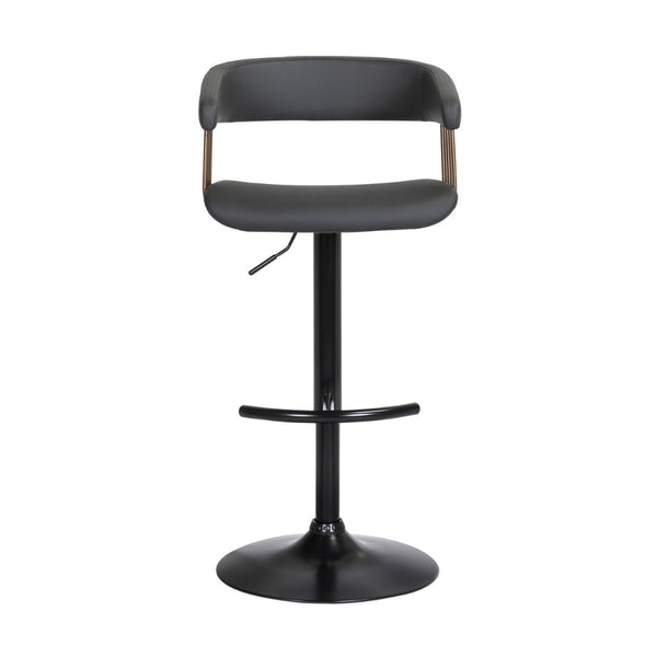 Arya Barstool Chair, 24-33 Inch Adjustable Height, Black Faux Leather - BM304953