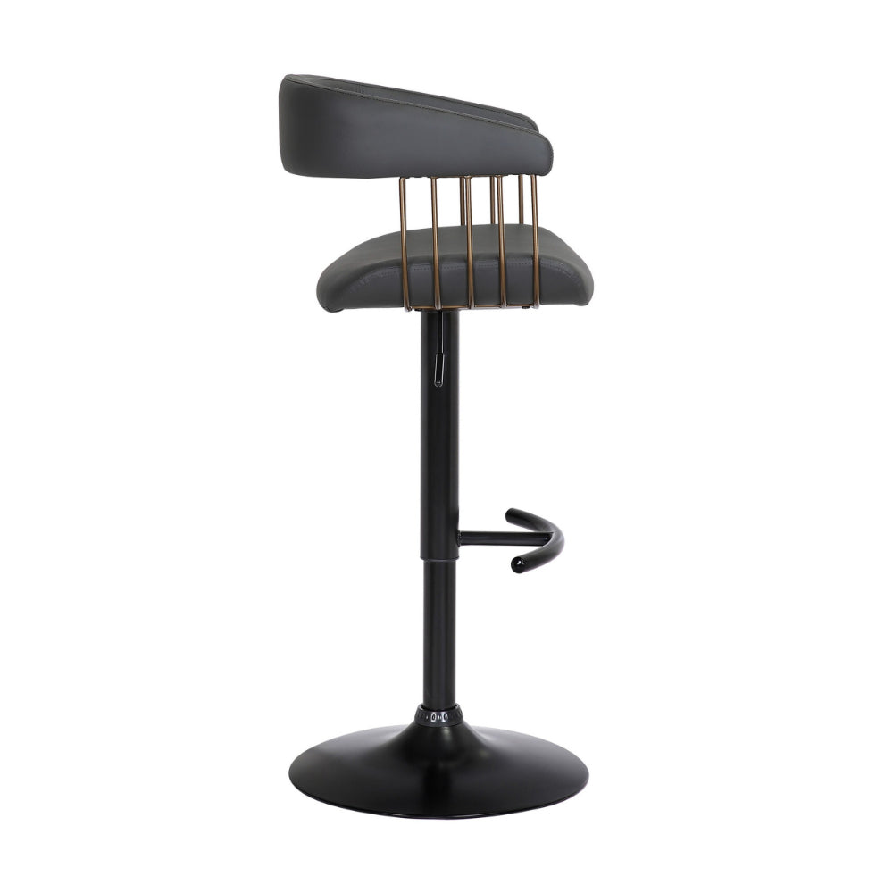 Arya Barstool Chair, 24-33 Inch Adjustable Height, Black Faux Leather - BM304953