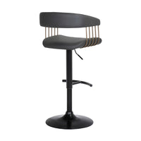 Arya Barstool Chair, 24-33 Inch Adjustable Height, Black Faux Leather - BM304953