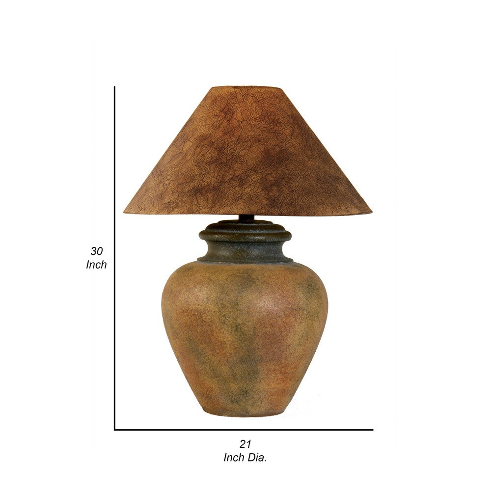 30 Inch Table Lamp, 3 Way Switch, Empire Shade, Green and Brown Finish - BM304969