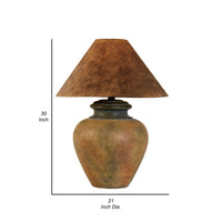 30 Inch Table Lamp, 3 Way Switch, Empire Shade, Green and Brown Finish - BM304969