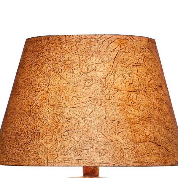 Riza 29 Inch Urn Table Lamp, Carved Trellis Cut, Rich Oak Brown Hydrocal - BM304989