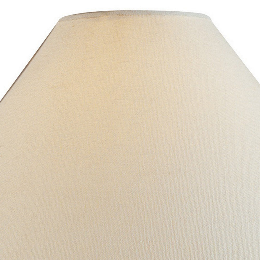 Tia 29 Inch Table Lamp, Conical Shade, Urn Shape, Damask Pattern, Beige - BM304998