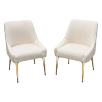 24 Inch Dining Chair, Set of 2, Cushioned Seating, Sloped Arms, Off White - BM305036