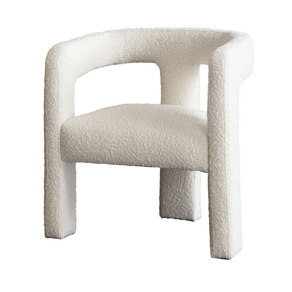 27 Inch Boucle Accent Chair, Curved Back, Cushioned Seating, Ivory Finish - BM305037