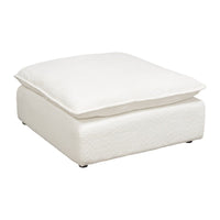 Agg 37 Inch Plush Ottoman, Feather Down Seat, White Faux Sheepskin - BM305047