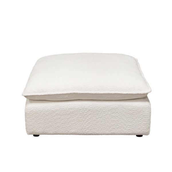 Agg 37 Inch Plush Ottoman, Feather Down Seat, White Faux Sheepskin - BM305047