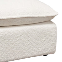 Agg 37 Inch Plush Ottoman, Feather Down Seat, White Faux Sheepskin - BM305047