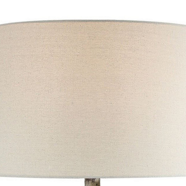 Alin 29 Inch Hydrocal Table Lamp, Drum Shade, Urn Shaped Base, Misty Sky - BM305602