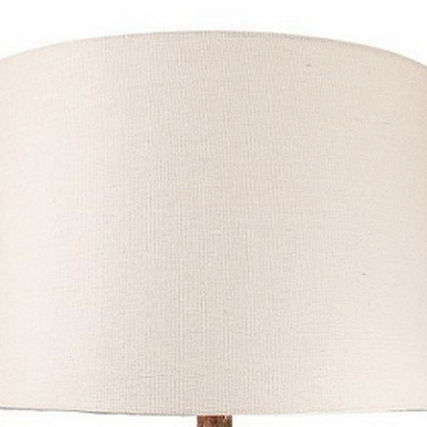 Alin 29 Inch Hydrocal Table Lamp, Drum Shade, Urn Shaped Base, Pink, Brown - BM305604