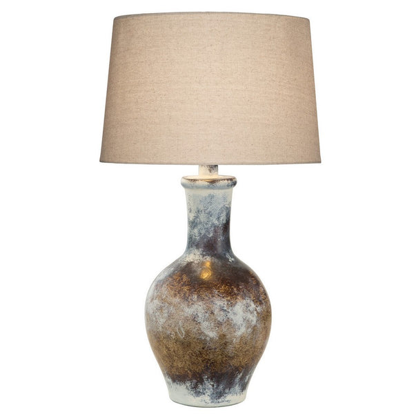 Aine 29 Inch Hydrocal Table Lamp, Drum Shade, Urn Shaped Base, Multicolor - BM305605