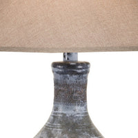 Niek 30 Inch Hydrocal Table Lamp, Empire Shade, Urn Base, Gray Wash Finish - BM305618