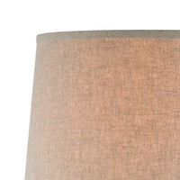 28 Inch Hydrocal Table Lamp, Drum Shade, Round Geometric Base, Brown, Cream - BM305621