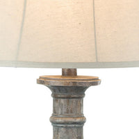 Slek 32 Inch Hydrocal Table Lamp, Empire Shade, Pillar Base, Taupe Frost - BM305633