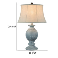 Hiel 29 Inch Hydrocal Table Lamp, Empire Shade, Vintage Light Blue Urn Base - BM305635