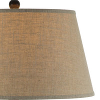 Buen 28 Inch Hydrocal Table Lamp, Drum Shade, Urn Base, Gray Rust Frost - BM305640