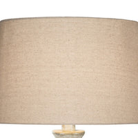 Kiza 28 Inch Table Lamp, Elongated Curved Urn, Cream Beige Stone Design - BM306559