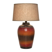 Ruhi 31 Inch Table Lamp, Curved Pot, Multicolor, Drum Shade, Brown, Orange  - BM306592