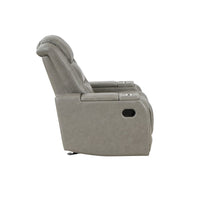 Luxe 39 Inch Manual Recliner, Genuine Leather, Smooth Gray Upholstery  - BM306699