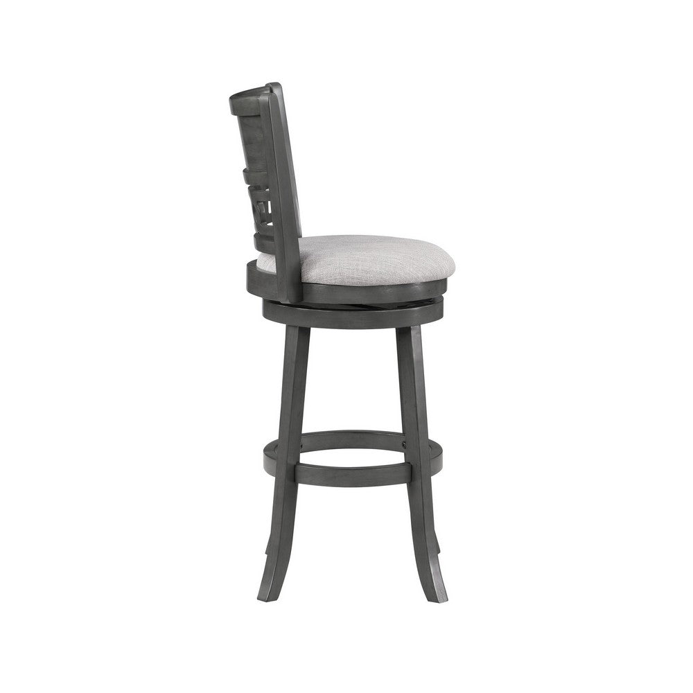 Matt 24 Inch Swivel Counter Strool, Cushioned Seat and Backrest, Mist Gray - BM306710