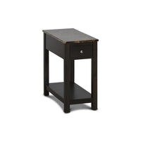 Zeva 24 Inch Narrow Side End Table, Faux Marble Top, 1 Drawer, Brown - BM306716