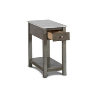 Zeva 24 Inch Narrow Side End Table, Faux Marble Top, 1 Drawer, Gray - BM306717