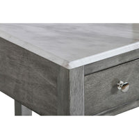 Zeva 24 Inch Narrow Side End Table, Faux Marble Top, 1 Drawer, Gray - BM306717