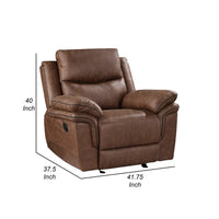 Quir 42 Inch Manual Recliner Armchair, Gliding Hardware, Brown Polyester - BM306744