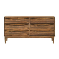 Mian 55 Inch Wide Dresser, 6 Drawer, Linear Undercut Handle, Walnut - BM308839