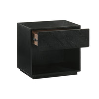 Saly 23 Inch Nightstand with Drawer, Diagonal Grain Wood Finish, Black  - BM308847