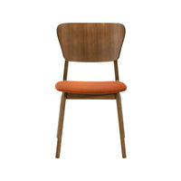 Kalie 24 Inch Dining Chair Set of 2, Orange Fabric Seat, Walnut Brown  - BM308853