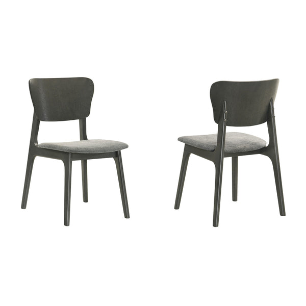Kalie 24 Inch Dining Chair Set of 2, Curved Legs, Padded Fabric Seat, Gray - BM308854