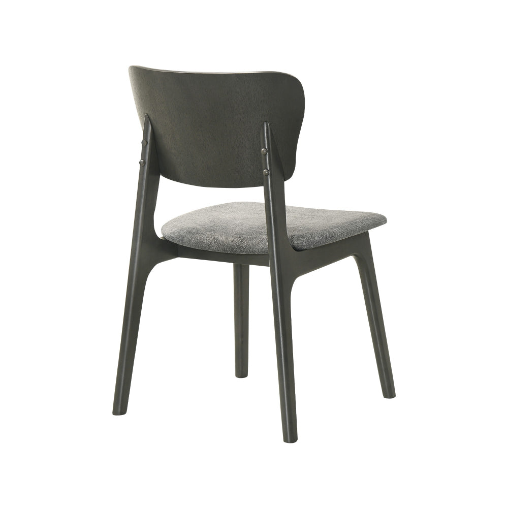 Kalie 24 Inch Dining Chair Set of 2, Curved Legs, Padded Fabric Seat, Gray - BM308854