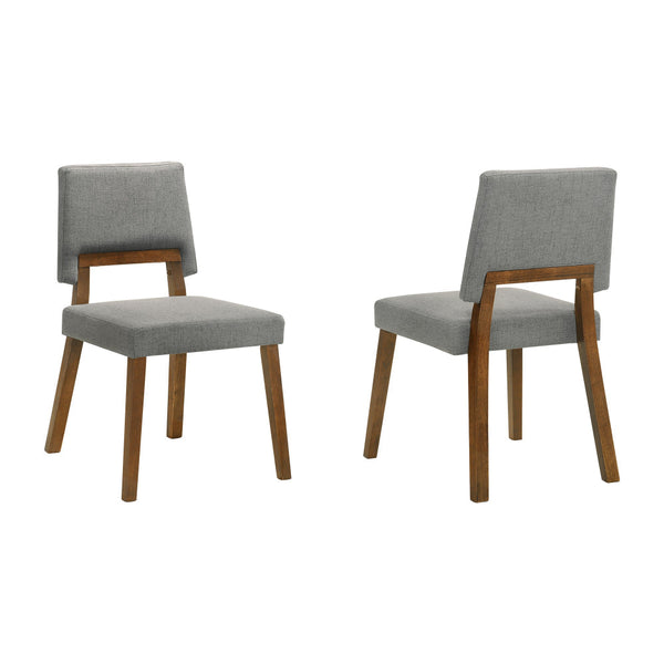Yumi 23 Inch Dining Chair, Set of 2, Charcoal Gray Fabric, Walnut Brown - BM308859
